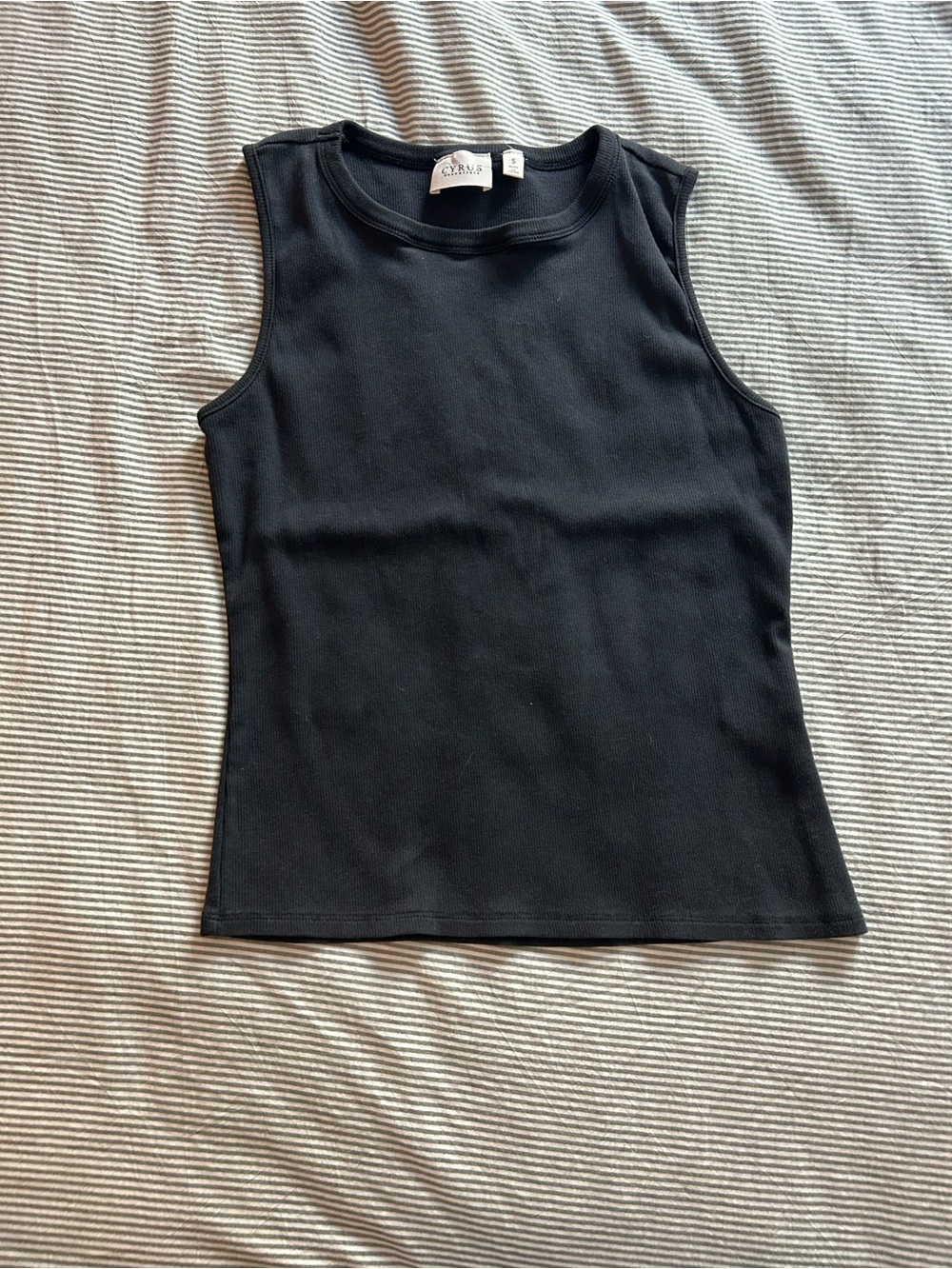 Cyrus Black Ribbed Tank Top